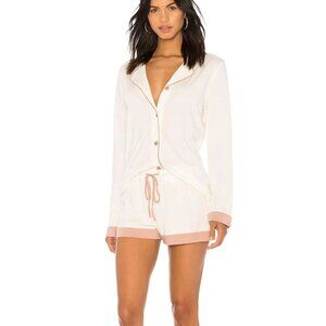 COSABELLA Bella Bridal Top and Boxer Pajama Set in Moon Ivory + Mandorla Size 1X